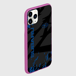 Чехол iPhone 11 Pro матовый Subaru - следы шин, цвет: 3D-фиолетовый — фото 2