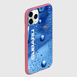 Чехол iPhone 11 Pro матовый Subaru - капли, цвет: 3D-малиновый — фото 2
