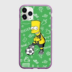 Чехол iPhone 11 Pro матовый Барт Симпсон - крутой футболист!, цвет: 3D-фиолетовый