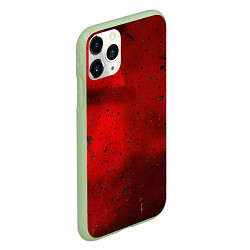 Чехол iPhone 11 Pro матовый Абстрактный красный дым и брызги тёмной краски, цвет: 3D-салатовый — фото 2