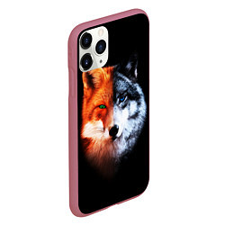 Чехол iPhone 11 Pro матовый Волк и Лисица, цвет: 3D-малиновый — фото 2