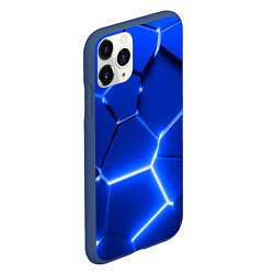 Чехол iPhone 11 Pro матовый Синие неоновые геометрические плиты, цвет: 3D-тёмно-синий — фото 2