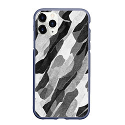 Чехол iPhone 11 Pro матовый Зимник - камуфляж зимний косой, цвет: 3D-серый