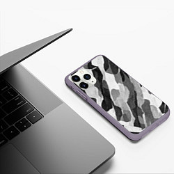 Чехол iPhone 11 Pro матовый Зимник - камуфляж зимний косой, цвет: 3D-серый — фото 2