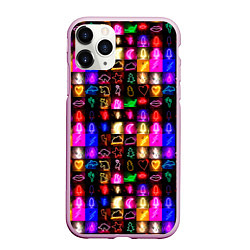 Чехол iPhone 11 Pro матовый Neon glowing objects, цвет: 3D-розовый