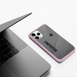 Чехол iPhone 11 Pro матовый Suzuki - серая абстракция, цвет: 3D-розовый — фото 2