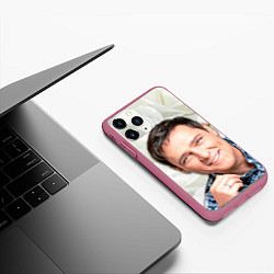 Чехол iPhone 11 Pro матовый Юрий Шатунов на фоне белых роз, цвет: 3D-малиновый — фото 2