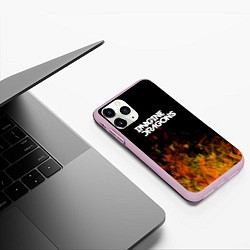 Чехол iPhone 11 Pro матовый Imagine Dragons - пламя, цвет: 3D-розовый — фото 2