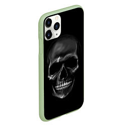 Чехол iPhone 11 Pro матовый Карбоновый череп, цвет: 3D-салатовый — фото 2