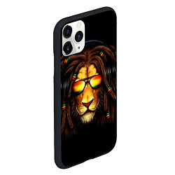 Чехол iPhone 11 Pro матовый Лев в наушниках с дредами, цвет: 3D-черный — фото 2
