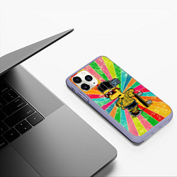 Чехол iPhone 11 Pro матовый Барт Симпсон весь в татухах со скейтбордом, цвет: 3D-светло-сиреневый — фото 2