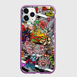 Чехол iPhone 11 Pro матовый Цветное граффити и татуировки, цвет: 3D-фиолетовый