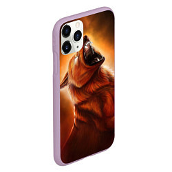 Чехол iPhone 11 Pro матовый Огненный волк, цвет: 3D-сиреневый — фото 2