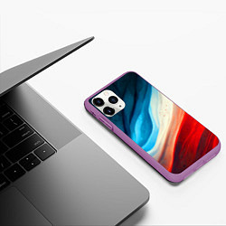 Чехол iPhone 11 Pro матовый Неоновые яркие волны, цвет: 3D-фиолетовый — фото 2