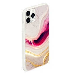 Чехол iPhone 11 Pro матовый Золотые и розовые мраморные узоры, цвет: 3D-белый — фото 2