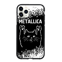 Чехол iPhone 11 Pro матовый Группа Metallica и рок кот, цвет: 3D-черный