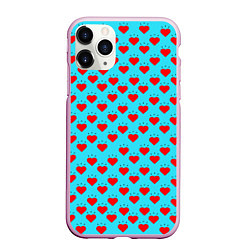 Чехол iPhone 11 Pro матовый Лайки и черточки, цвет: 3D-розовый