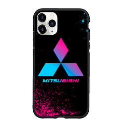Чехол iPhone 11 Pro матовый Mitsubishi - neon gradient, цвет: 3D-черный