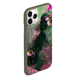 Чехол iPhone 11 Pro матовый Абстрактные краски и силуэты, цвет: 3D-темно-зеленый — фото 2