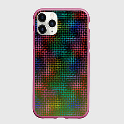 Чехол iPhone 11 Pro матовый Неоновый сетчатый узор, цвет: 3D-малиновый