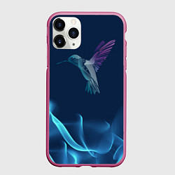Чехол iPhone 11 Pro матовый Колибри в полете, цвет: 3D-малиновый