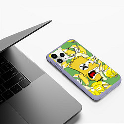 Чехол iPhone 11 Pro матовый Башка Барта Симпсона среди бананов, цвет: 3D-светло-сиреневый — фото 2