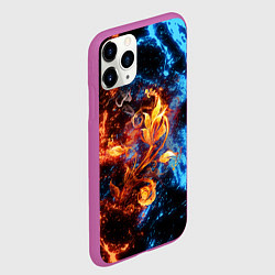 Чехол iPhone 11 Pro матовый Огонь и вода - Огненный цветок, цвет: 3D-фиолетовый — фото 2