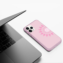 Чехол iPhone 11 Pro матовый Розовая геометрическая абстракция Круговой принт Б, цвет: 3D-розовый — фото 2