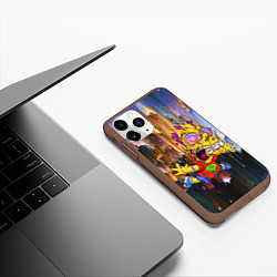 Чехол iPhone 11 Pro матовый Барт Симпсон, свободное падение - стилизация, цвет: 3D-коричневый — фото 2