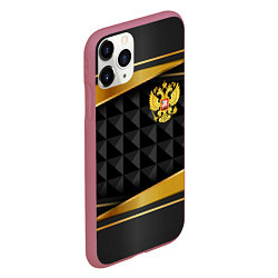 Чехол iPhone 11 Pro матовый Gold & black - Russia, цвет: 3D-малиновый — фото 2