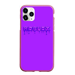 Чехол iPhone 11 Pro матовый Roblox неоновый с подтеками, цвет: 3D-малиновый