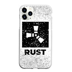 Чехол iPhone 11 Pro матовый Rust с потертостями на светлом фоне, цвет: 3D-белый