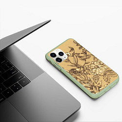 Чехол iPhone 11 Pro матовый Флора рисунок, цвет: 3D-салатовый — фото 2