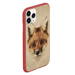 Чехол iPhone 11 Pro матовый Полигональная голова лисы, цвет: 3D-красный — фото 2