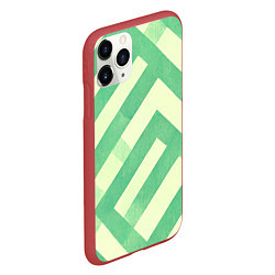 Чехол iPhone 11 Pro матовый Зеленые геометрические узоры, цвет: 3D-красный — фото 2