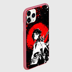 Чехол iPhone 11 Pro матовый Аякс Сяо - Мрачный геншин, цвет: 3D-малиновый — фото 2