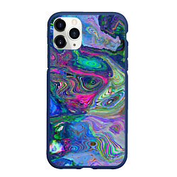 Чехол iPhone 11 Pro матовый Цветные волновые разводы, цвет: 3D-тёмно-синий