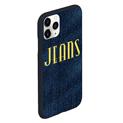 Чехол iPhone 11 Pro матовый Джинс ткань с надписью jeans, цвет: 3D-черный — фото 2