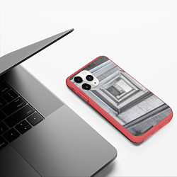 Чехол iPhone 11 Pro матовый Абстрактная спираль из блоков, цвет: 3D-красный — фото 2