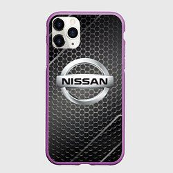 Чехол iPhone 11 Pro матовый Nissan метал карбон, цвет: 3D-фиолетовый