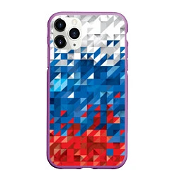 Чехол iPhone 11 Pro матовый Полигональный флаг России!, цвет: 3D-фиолетовый