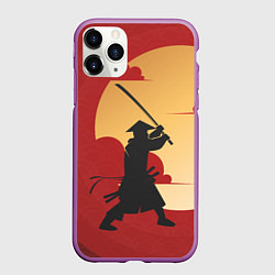Чехол iPhone 11 Pro матовый Самурай с мечом, цвет: 3D-фиолетовый