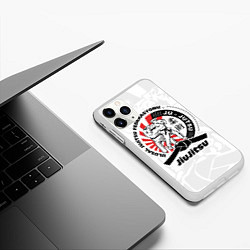 Чехол iPhone 11 Pro матовый Jiujitsu emblem Джиу-джитсу, цвет: 3D-белый — фото 2