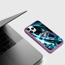 Чехол iPhone 11 Pro матовый Сяо - Взрыв стихий : Геншин импакт, цвет: 3D-фиолетовый — фото 2