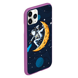 Чехол iPhone 11 Pro матовый Космонавт на луне, цвет: 3D-фиолетовый — фото 2
