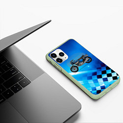 Чехол iPhone 11 Pro матовый Синий классический мотоицкл, цвет: 3D-салатовый — фото 2