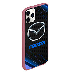 Чехол iPhone 11 Pro матовый Mazda Абстракция карбон, цвет: 3D-малиновый — фото 2