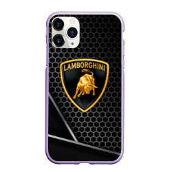 Чехол iPhone 11 Pro матовый Lamborghini Соты карбон, цвет: 3D-светло-сиреневый
