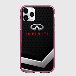 Чехол iPhone 11 Pro матовый Infiniti карбон, цвет: 3D-малиновый