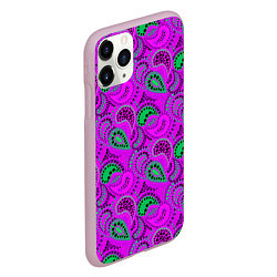 Чехол iPhone 11 Pro матовый Turkish cucumber raspberry and green background, цвет: 3D-розовый — фото 2